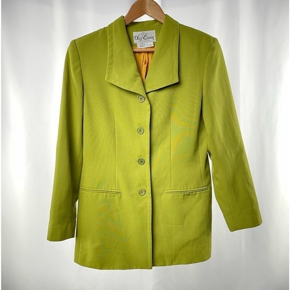 Vintage Oleg Cassini Button Collared Jacket in Green Size 8 - Picture 1 of 5